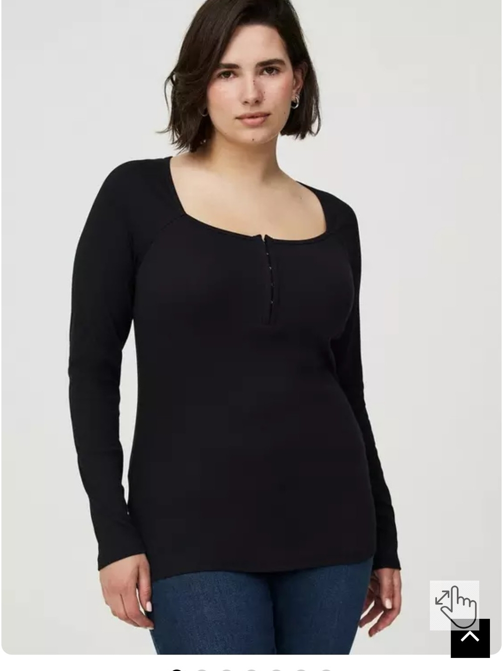 torrid Black Long Sleeve Scoop Neck Henley